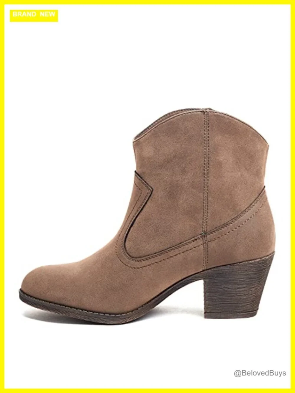 Ankle-length Western Boot with Stacked Heel and Cushioned Footbed
